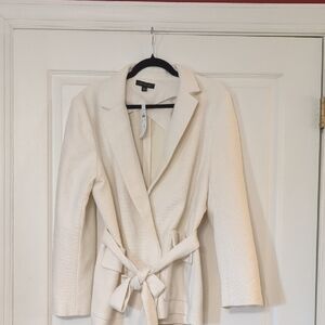 Ann Taylor Cream Belted Blazer